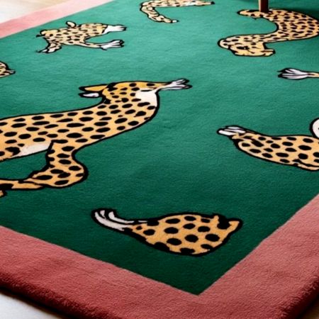 Handtufted Leopard Spot Green Rug