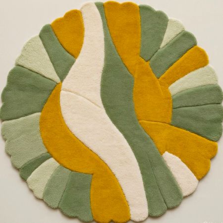 Handtufted Verdant Swirl Petal Rug