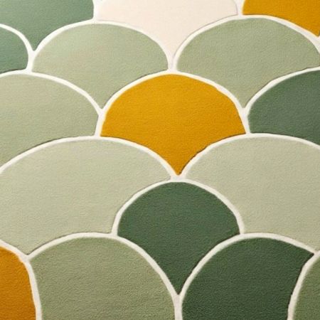 Handtufted Green Scallop Cascade Rug