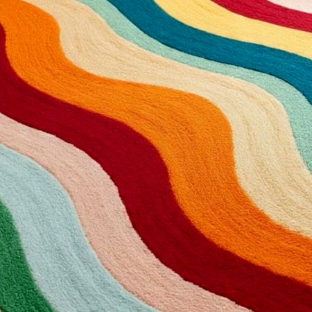 Handtufted Wavy Rainbow Stripe Rug