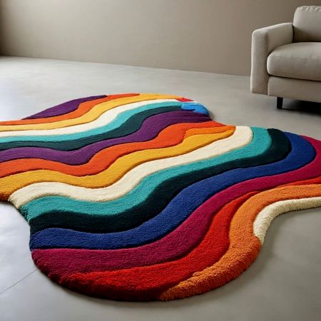 Handtufted Layered Sunset Ripple Rug