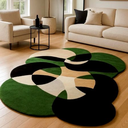 Handtufted Green Lily Pad Rug