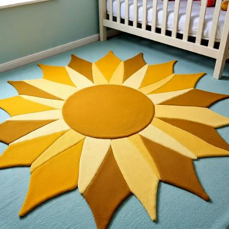 Handtufted Golden Sunburst Play Rug