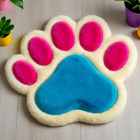 Handtufted Vibrant Pawprint Play Rug