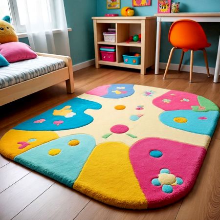Handtufted Color Block Dotty Rug