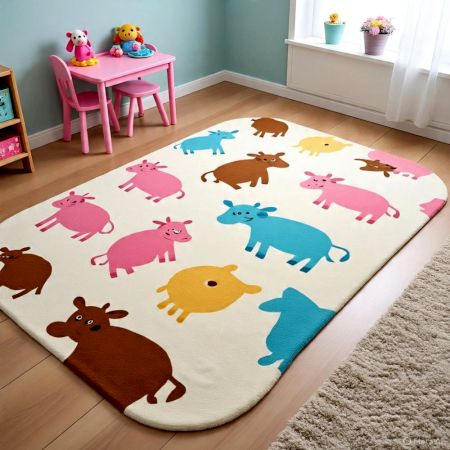 Handtufted Colorful Farm Friends Rug