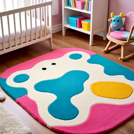 Handtufted Color Splash Amoeba Rug