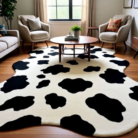 Handtufted Cow Print Cozy Rug