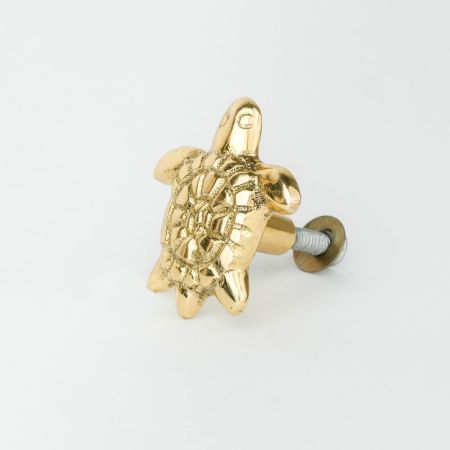 Golden Brass Turtle Knob – Handmade Cabinet and Drawer Pull