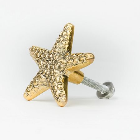 Handcrafted Golden Brass Starfish Cabinet Pull Knob