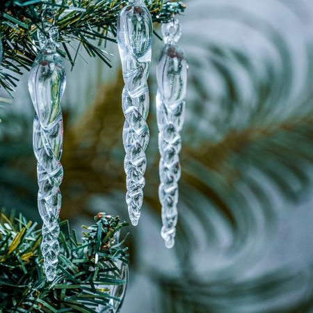 20 Pieces Clear Glass Icicle Ornaments – Elegant Christmas Tree Hanging Decorations