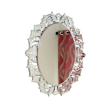 Oval Leaf Filigree Mirror