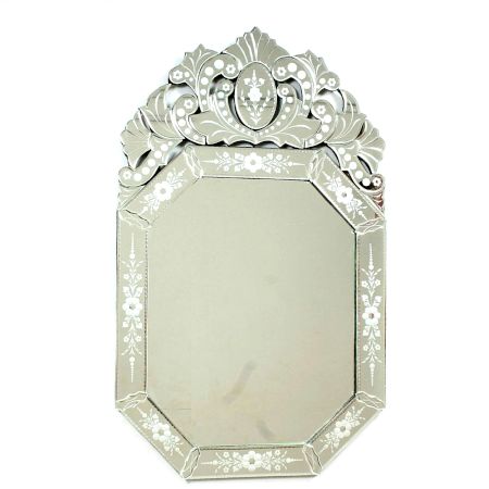 Crowned Floral Octagon Mirror