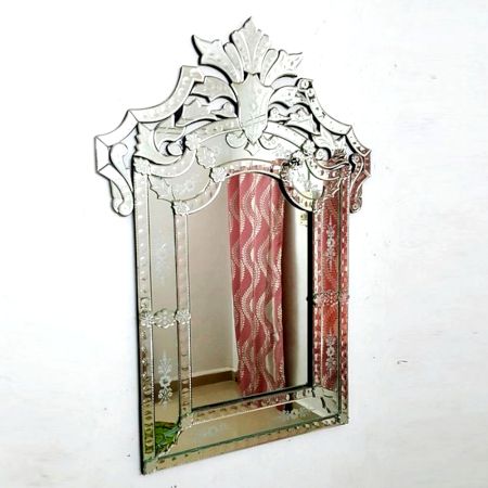 Etched Scroll Rectangular Mirror