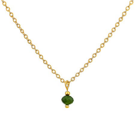 Handcrafted Green Onyx Necklace with Gold-Tone Brass Chain