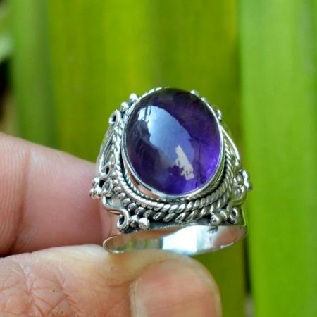Dainty Amethyst 925 Sterling Silver Ring Handmade Boho Jewelry Dainty
