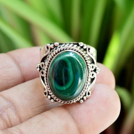 Malachite 925 Sterling Silver Ring Handmade