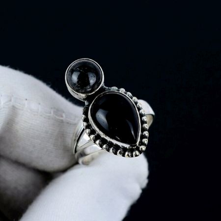 Black Onyx 925 Sterling Silver Ring Handmade Dainty