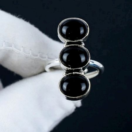 Black Onyx Ring 925 Sterling Silver Handmade Boho Jewelry