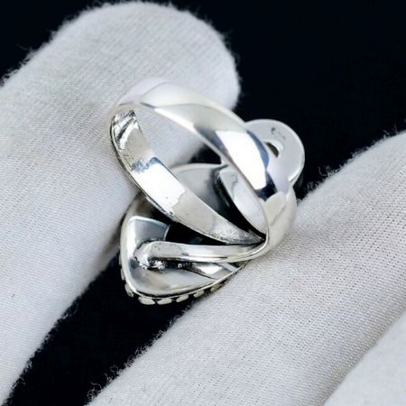 Larimar Moonstone Boho 925 Sterling Silver Ring Handmade Boho Jewelry