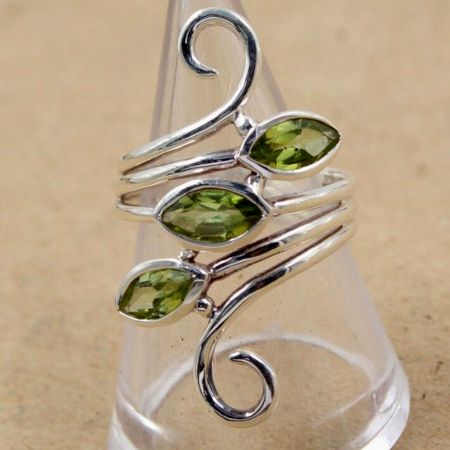 Peridot 925 Sterling Silver Ring Handmade Boho Jewelry