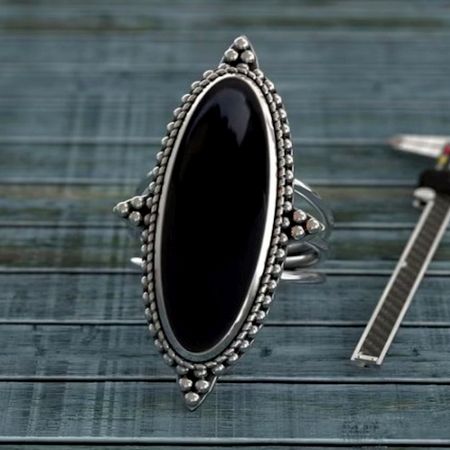 Boho Black Onyx Ring 925 Sterling Silver Handmade Gemstone Jewelry
