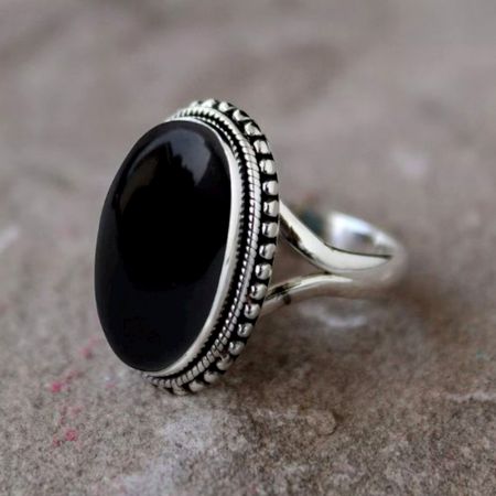 Black Onyx Gemstone Ring 925 Sterling Silver Handmade Jewelry for Women