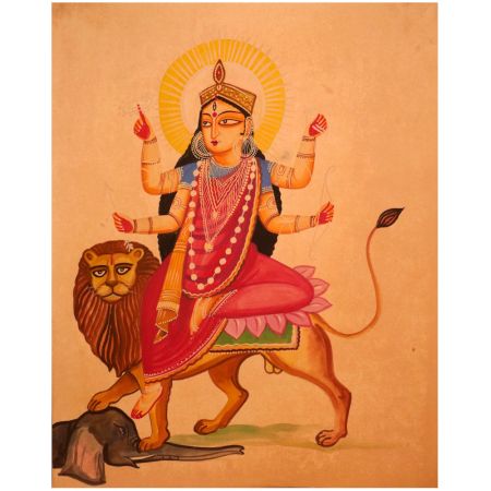 Goddess Durga Paper Painting for Home Decoration