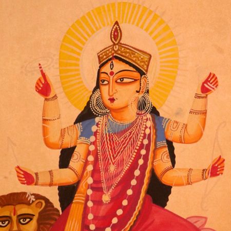 Goddess Durga Paper Painting for Home Decoration