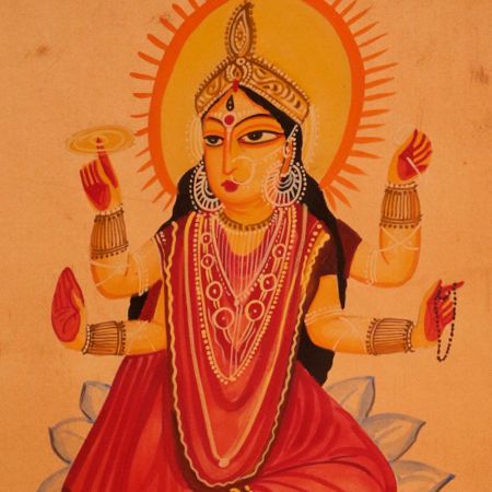 Vintage Art Paper Painting of Hindu Goddess for Decor