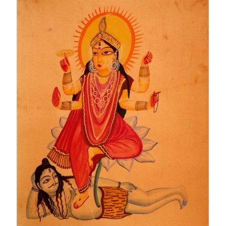 Vintage Art Paper Painting of Hindu Goddess for Decor