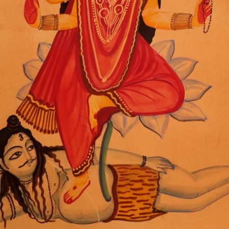 Vintage Art Paper Painting of Hindu Goddess for Décor