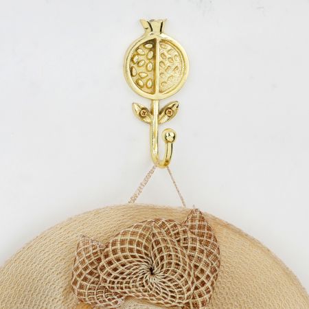 Golden Handmade Pomegranate Design Iron Wall Hook