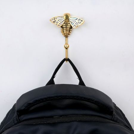 Bee Design Brass & Mother of Pearl Wall Hook – Elegant Decorative Hook for Home & Bathroom-Pack of 1