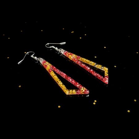 Pink and Yellow Glitter Resin Earrings
