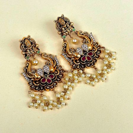 Handcrafted Ethnic Velvet Long Earrings Design
