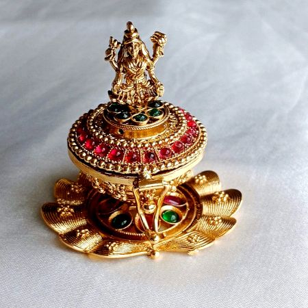 Handmade Crystal Polki Kumkum Box Holder