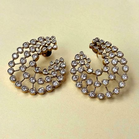 Handcrafted Garnet Kundan Drop Earrings Design