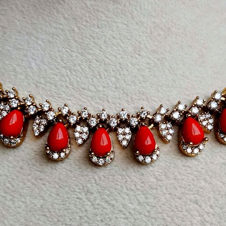 Handcrafted Golden Carved Necklace Jewellery Set