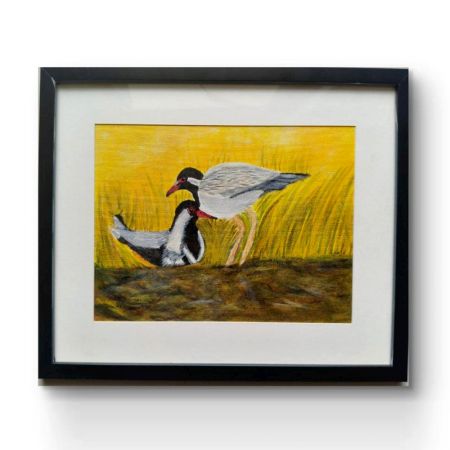 Handpainted Elegant Waterfowl Pair on Golden Field