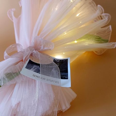 Trio of Crochet Tulips Ruffled Lace With Frilly Tulle