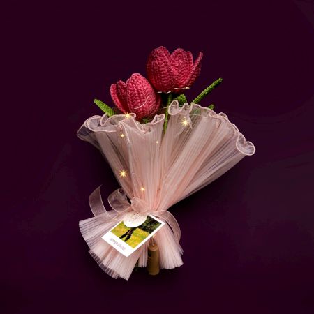 Charming Pink Crochet Blossoms With Frilly Tulle