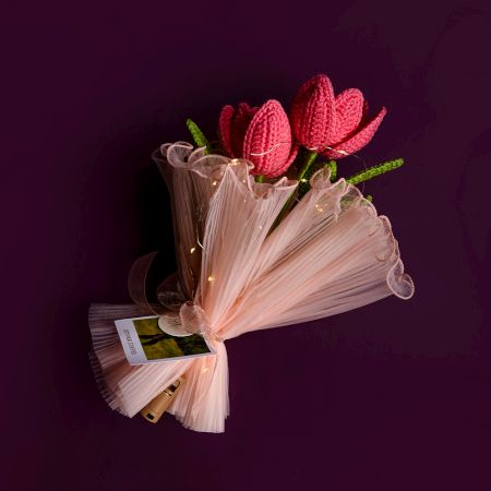 Charming Pink Crochet Blossoms With Frilly Tulle