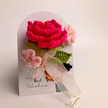 Vibrant Fuchsia Crochet Rose Blossoms Tulle