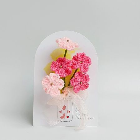 Cluster of Ombre Pink Crochet Blossoms Arrangement