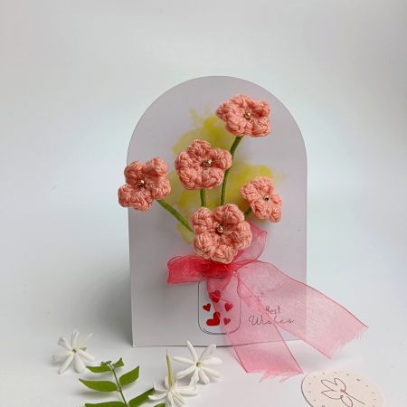 Sweet Peach Crochet Blossom Spray With Beads