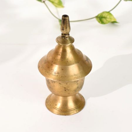 Vintage Brass South Indian Oil Lamp Stand for Rituals