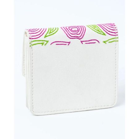 Playful Pink Green Swirl Vegan Leather Cardholder