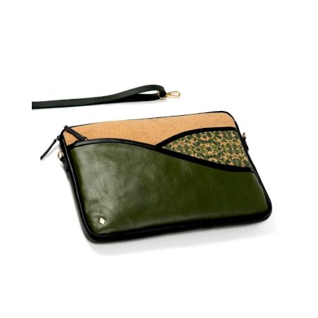 Sophisticated Green Vegan Leather Laptop Sleeve