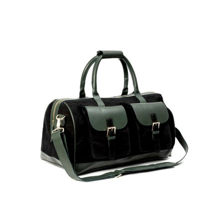 Forest Green Satchel With Brown Vegan Leather Duffle Bag